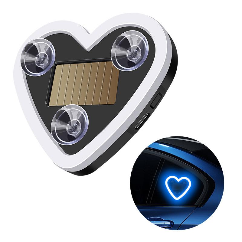 Car Led Window Decoration Heart Neon Light Suction Cup Fixed Luminous Heart Solar Ambient Neon Light Car Lights Accessories 1Pc