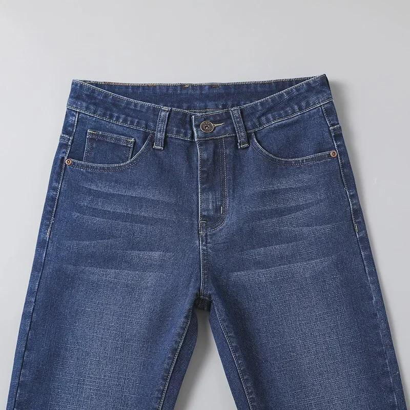 Men's Blue Large Size Elastic Jeans for Spring and Autumn - Loose Fit, Plus Size