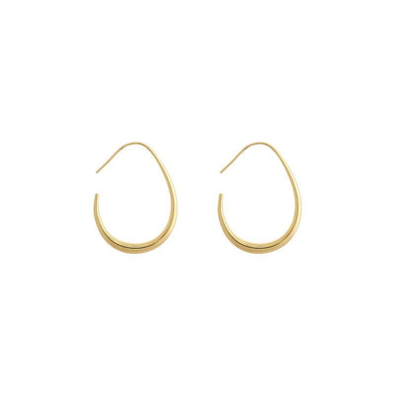 Oval Stud Earrings: Retro Hong Kong Style with Exaggerated European & American Design - Simple, Trendy, and Bold Women's Earrings.