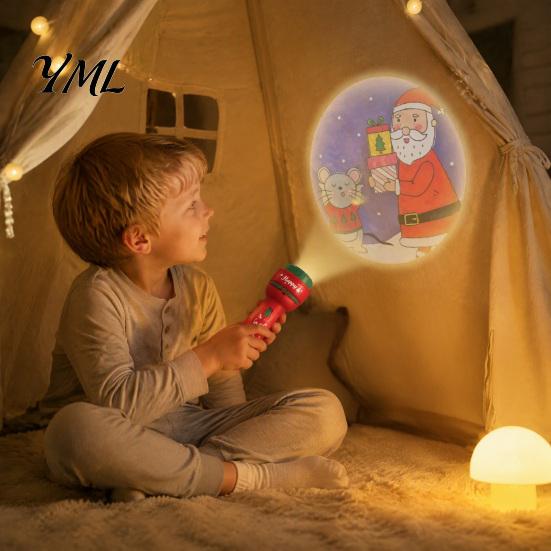 Christmas Theme Projector Light Kids Flashlight with 24/32 Patterns, LED Cartoon Projection Torch, Bedtime Story Lamp Educational Films, Boys