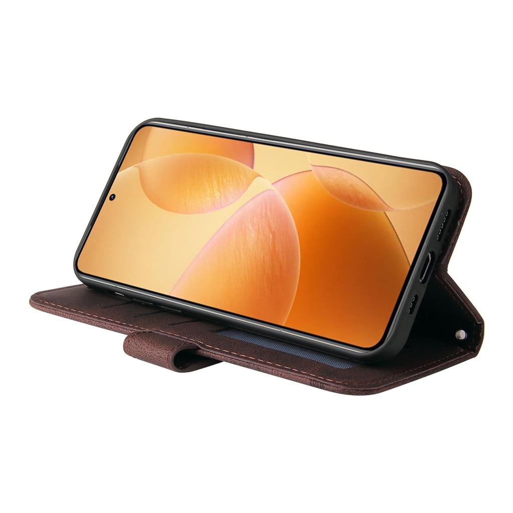 Für Xiaomi 14T Pro Leder Brieftaschenhüllen Hautgefühl Handyhülle Ständer mit Riemen