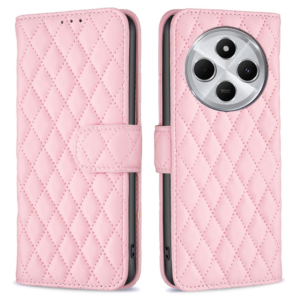 BINFEN COLOR BF Style-14 For Xiaomi Poco C75 4G/Redmi 14R 5G/14C 4G Case Rhombus Phone Leather Cover Stand