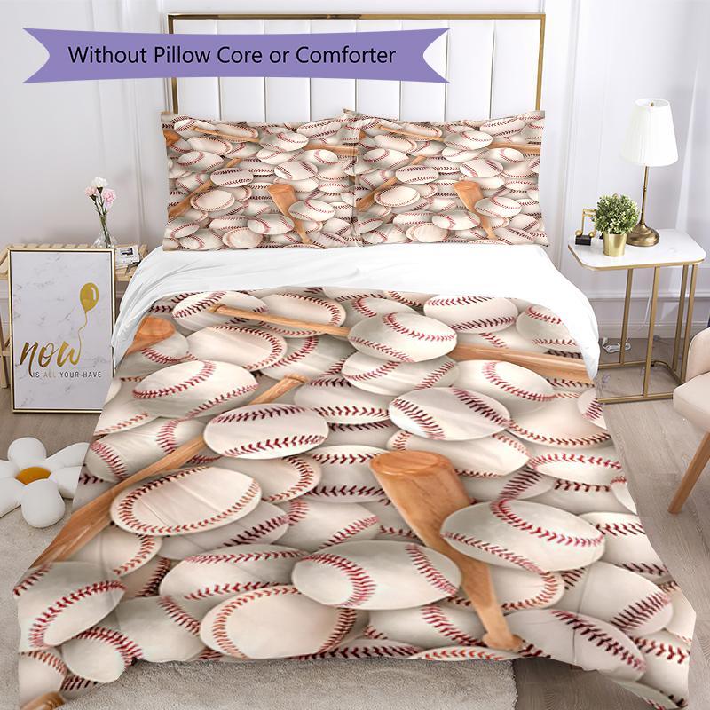 3pcs Baseball Bedding Set Duvet Cover Closure Includes 1 Duvet Cover & 2 Pillowcases, Soft and Comfortable for All Seasons.