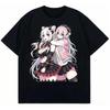 Unisex Lockeres T-Shirt mit Rundhalsausschnitt, Kurzen Ärmeln aus reiner Baumwolle, Vintage-gewaschenes Comic-Merchandise mit Super Sonico Anime-Print