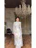 2024 Elegant French Slimming Dress with Flared Sleeves & Waist Tie for Women