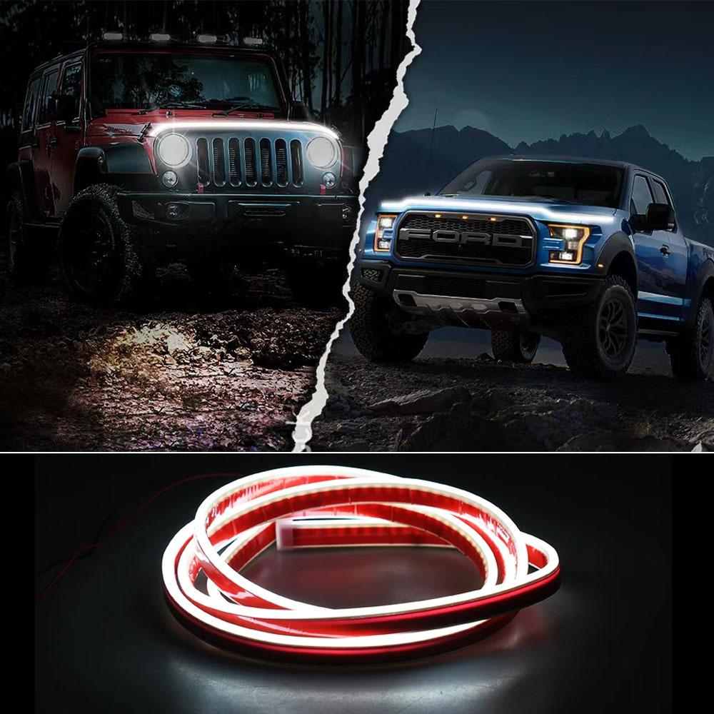 12V Super Bright Led Car Hood Daytime Running Light Strip Scan Lighting Decoration Auto Ambient Neon Lamp Atmosphere Backlight