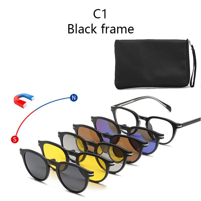 Magnetic Snap-On Frame Retro Insert P Olarized Sunglasses Clip-On Style With Lens Nearsighted Glasses Frame