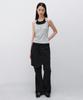 INSILENCE WOMEN Layered Henley Neck Sleeveless Melange Grey