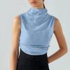 Women's Solid Color Semi-high-neck Sleeveless Vest Pleated  Top T-shirt