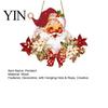 Reusable Christmas Wood Ornament Wooden Santa Claus Hanging Pendant for Christmas, Rustic Floral Wall Sign, Holiday Decor Tree with Hemp Rope