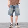 Clearance Vintage Denim Shorts for Men, Summer Thin Loose Straight Five-Point Pants, Trendy Casual Mid-Length Shorts