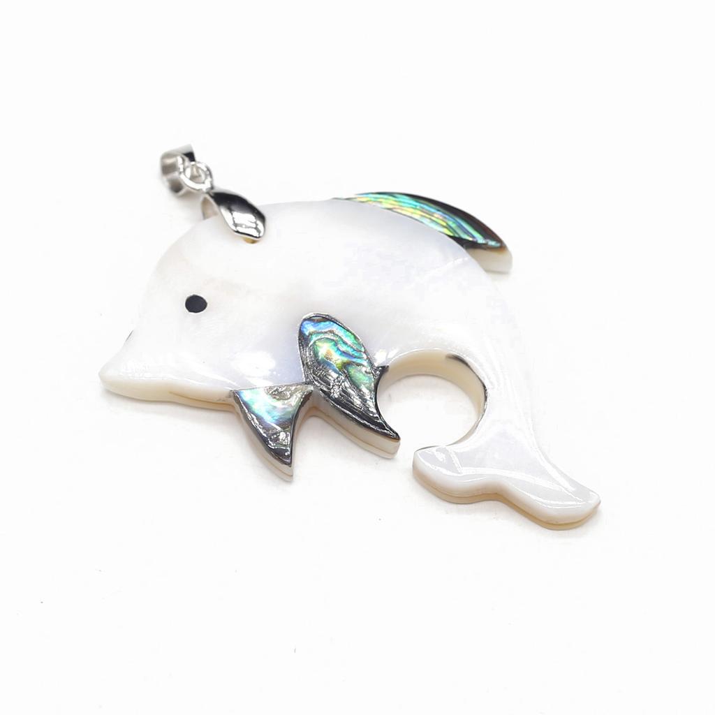 1Pc, Natural Shell Plastic Zinc Alloy Dolphin Pendant, Cute Animal Jewelry Gift for Women Girl, Beach Style Dolphin Charms for Jewelry Making DIY