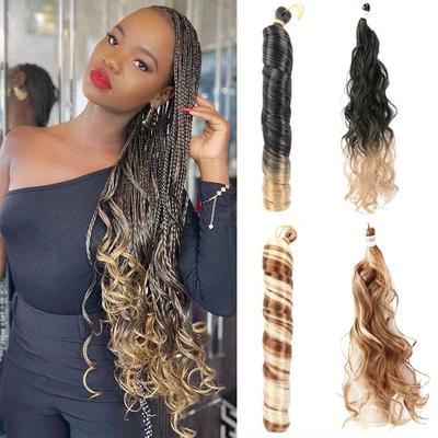 Synthetic Long Curly Wavy Braiding Hair Extensions Crochet Natural Looking Wig For Women Cosplay Party Use