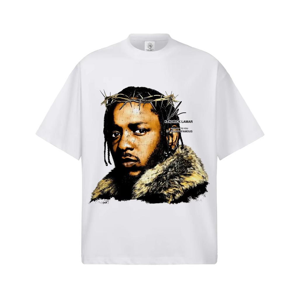 Kendrick Lamar Thorn Crown Graphic T-Shirt Unisex Oversized Hip Hop Rapper Casual Cotton Short Sleeve Urban Streetwear for Daily