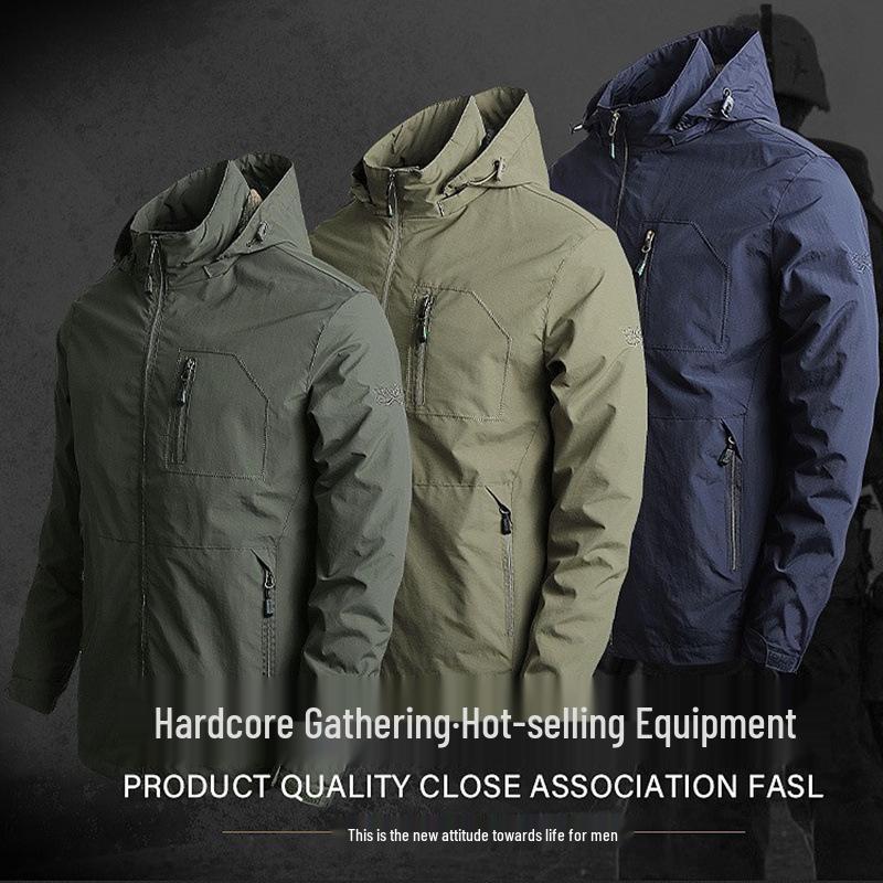 Men's Lightweight Waterproof Hiking Jacket - Spring/Autumn Casual Outerwear