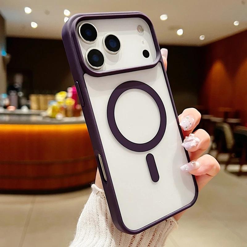 

Magnetic Hard Phone Case for iPhone 17 Air 16 16e 15 14 Plus 13 12 11 Pro Max Magsafe Wireless Charge Transparent Funda iPhone 11 Pro
