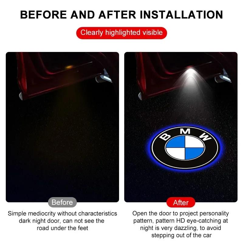 For BMW 2Pcs Car Emblem Projector Lights Door Welcome Lamps For BMW i3 i4 i5 i7 iX3 F07 F48 F39 F34 F40 G30 G20 G32 F10 F30 E83