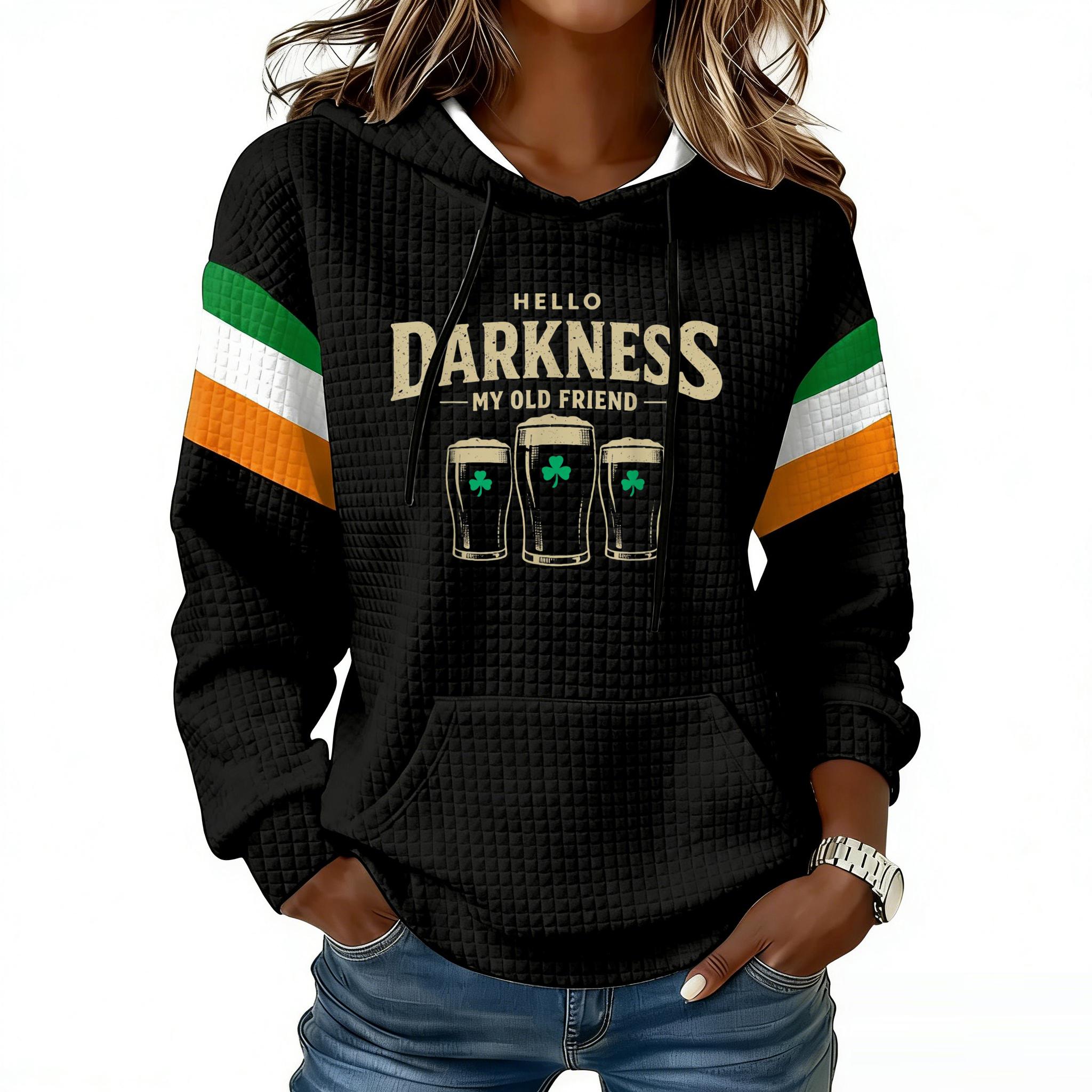 

Женская модная легкая толстовка с длинным рукавом, с карманами и принтом XXXL чёрный