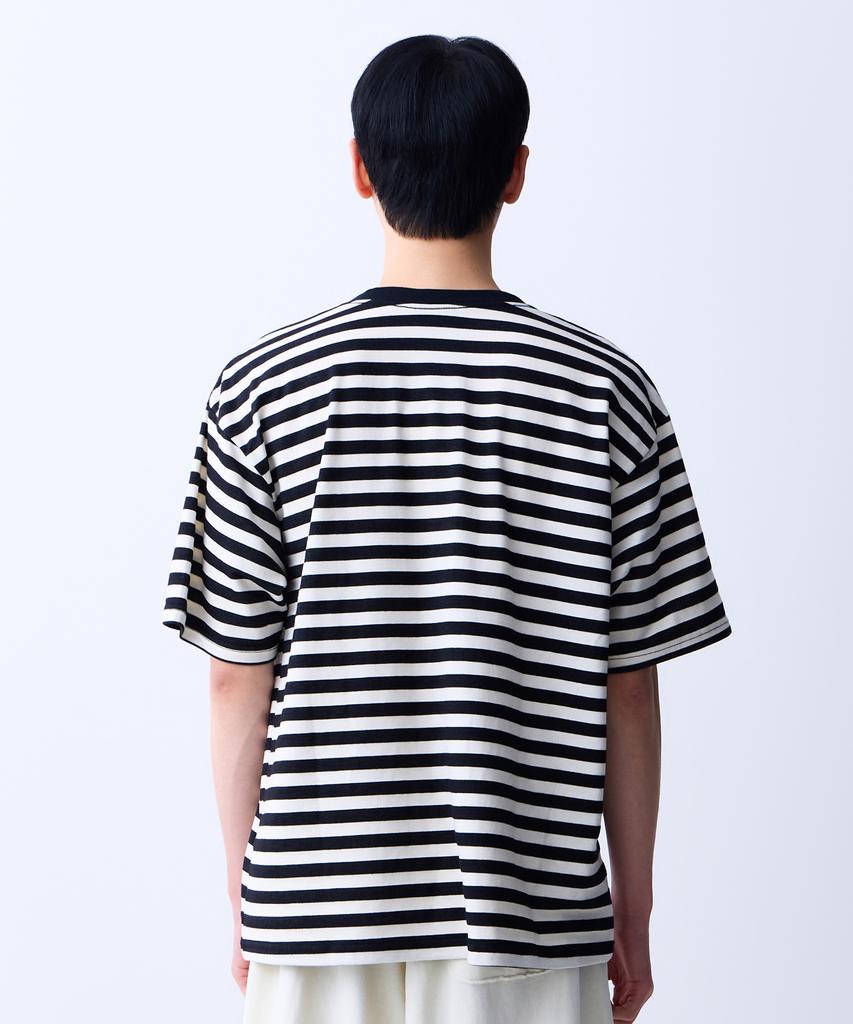 ADERNM Summer Daily Big Stripe Crop V-Neck T-Shirt White