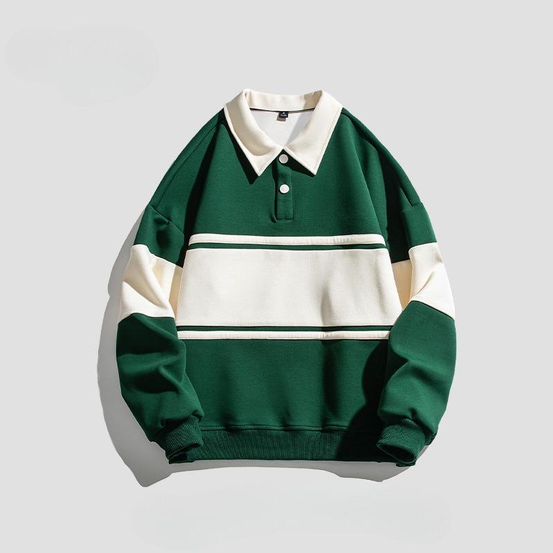 Spring and Autumn Men's New American Style Retro Loose Polo Sweater