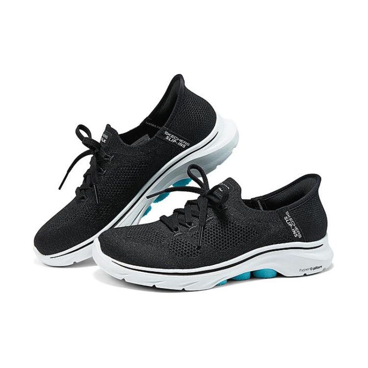 Skechers Comfortable Soft Sole Lightweight Fabric Breathable Shock Absorption Support Low Top Casual Running Shoes Women sneakers Black 125213-BKAQ