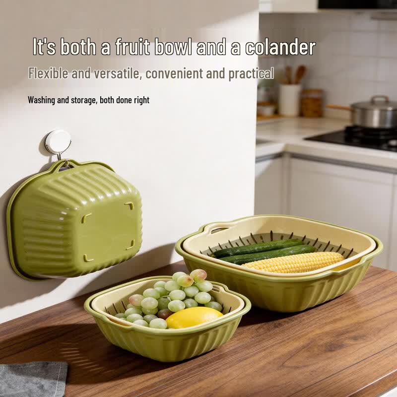 Double-Layer Silicone Kitchen Draining Basket