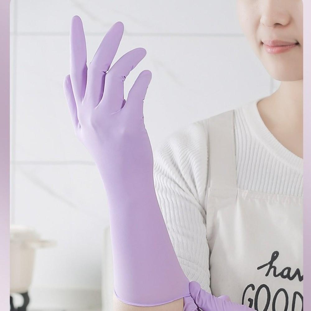 Purple Disposable Latex Gloves Oil-resistant Housework Cleaning Gloves