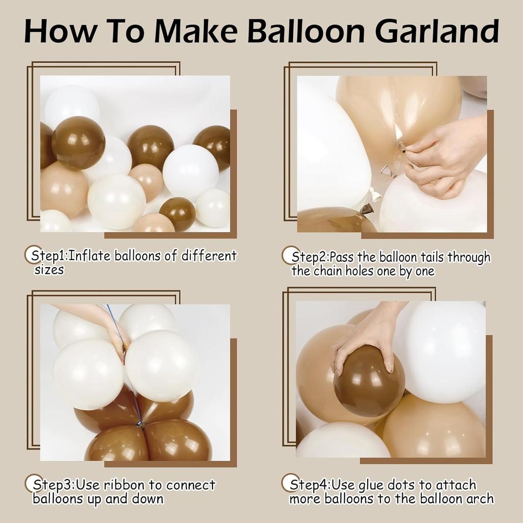 140Pcs Brown Skin Tone Sandwhite Latex Balloon Set Suitable For Birthday Parties, Weddings, Valentine'S Day Party Decoration