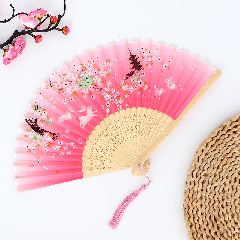 Hanfu skládací vějíř pro ženy inspirovaný japonským a čínským stylem – Scénický tanec bambusový styl