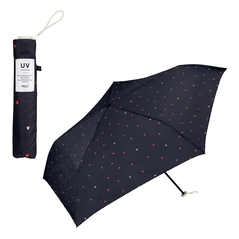 

Wpc. umbrella Ultra-light [Air-Light] Bicolor Petit Heart mini black folding umbrella ladies 55cm 115g Fashionable cute commute Commuting to school
