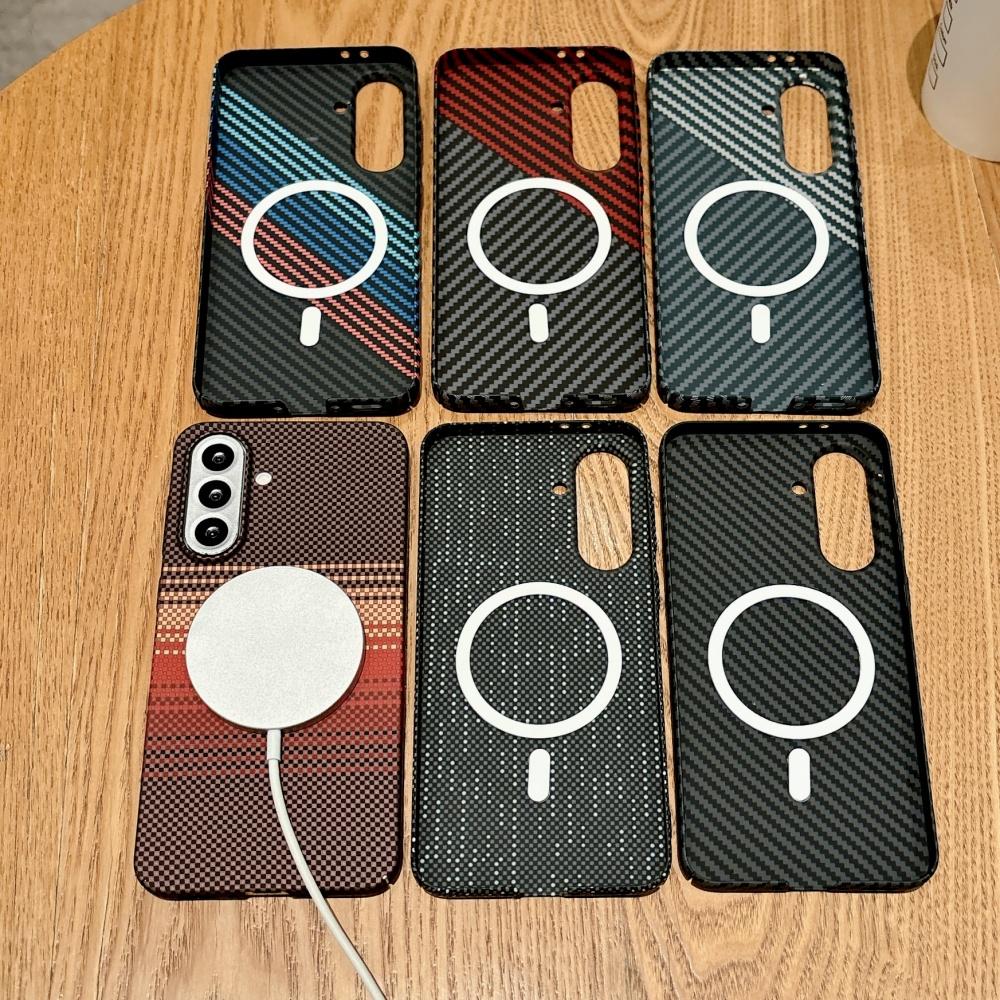 Ultrathin Frosted Kevlar Carbon Fiber For Magsafe Phone Case For Samsung S25 S26 A55 A56 A16 A17 Ultra Plus Wireless Charg Cover