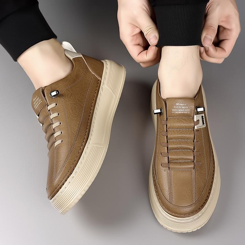 Fashion Fashion Brand Men's Leather Platform Casual Shoes Wear-resistant Thick Soled Men's Oxford Shoes Versatile Outdoor Hiking Shoes