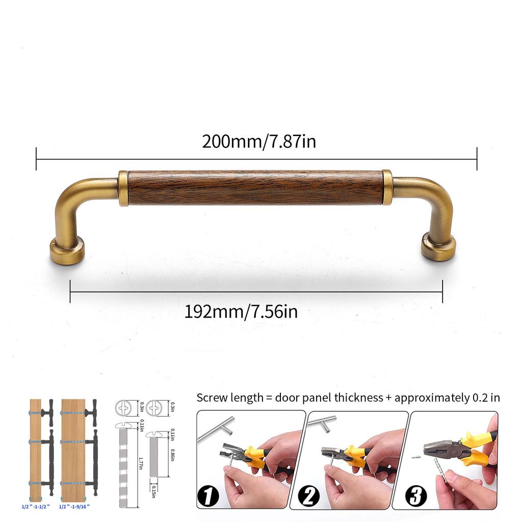 Walnut Pull Wardrobe Cupboard Handle Kitchen Door Cabinets Knobs Wood Cabinet Pull Nature Style Wooden Cabinet Handle