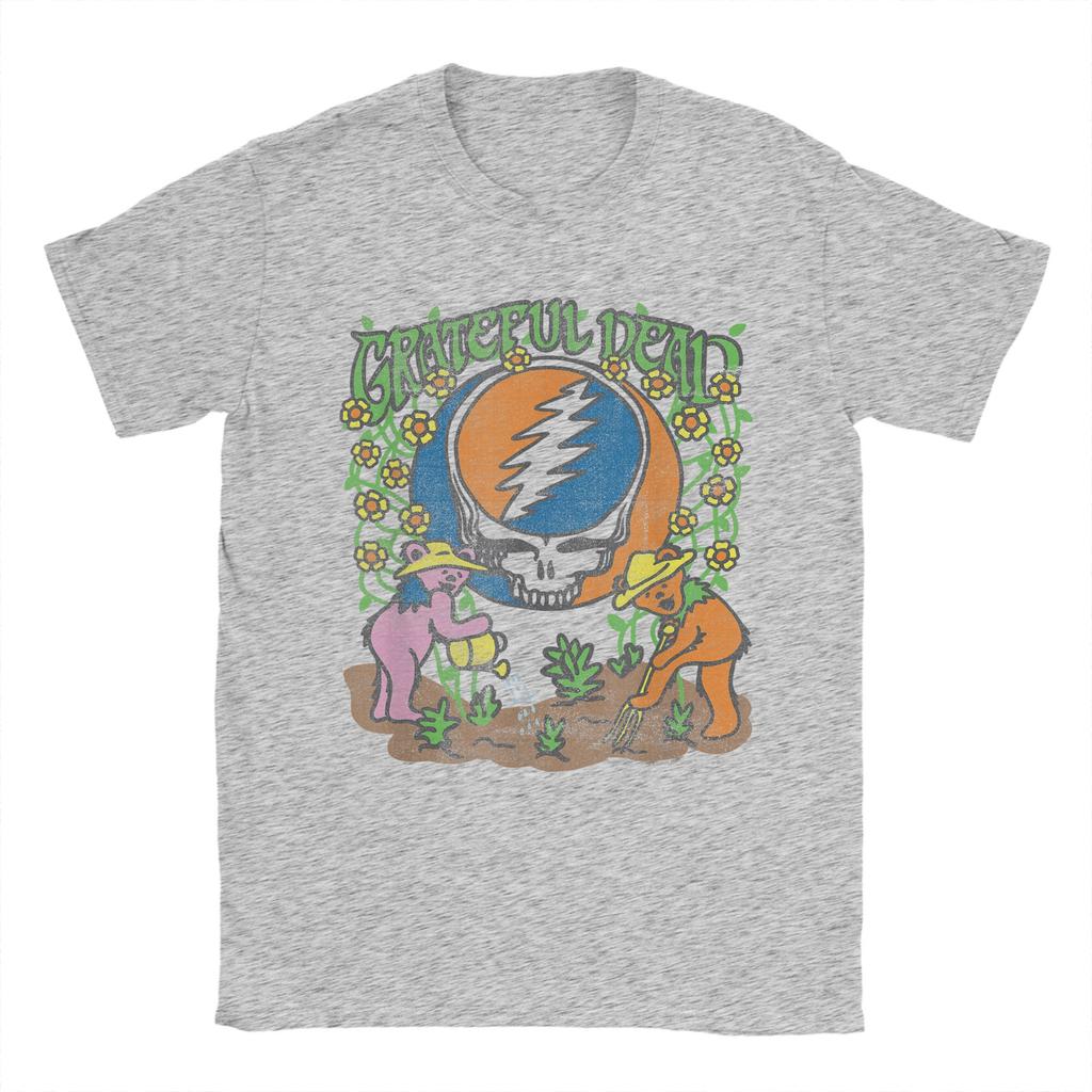2026 Grateful Deads Gartenbären Blühendes Vintage Band T-Shirt für Herren Mode Baumwoll-T-Shirt Kurzarm T-Shirt Kleidung