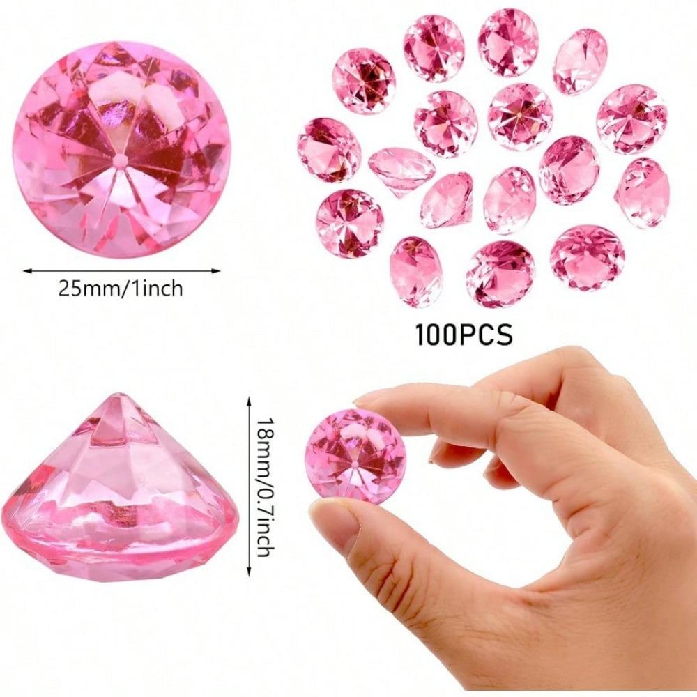LYHLYA Paket med 100 Ädelstenar för Barn, Akryldiamanter, 25 mm, Dekorativa Diamanter, Akrylädelstenar, Falska Ädelstenar för Vasfyllning