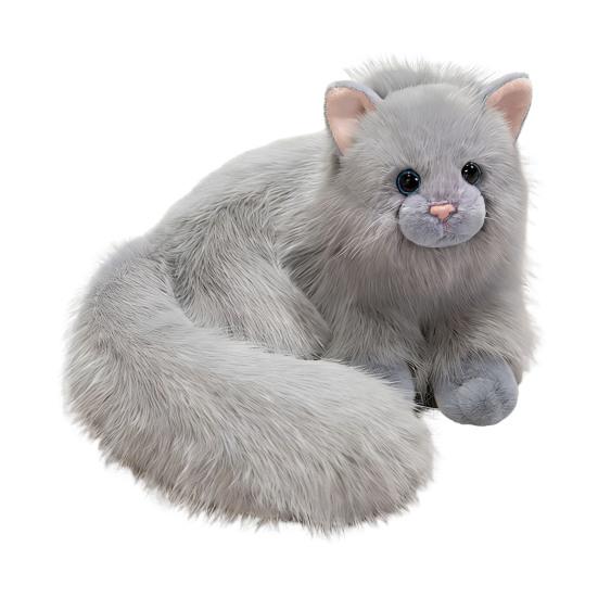 Realistic Cat Plush Toy Lifelike Stuffed Animal Cat Doll Soft Fluffy Cat Throw Pillow Gift for Adults Kids Youth