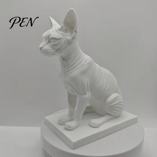 Fine Texture Cat Decor Simulated Hairless Car Model, Realistic Sphynx Figurine Collection, Office Desk Accessory Science Educational Prop, Desktop