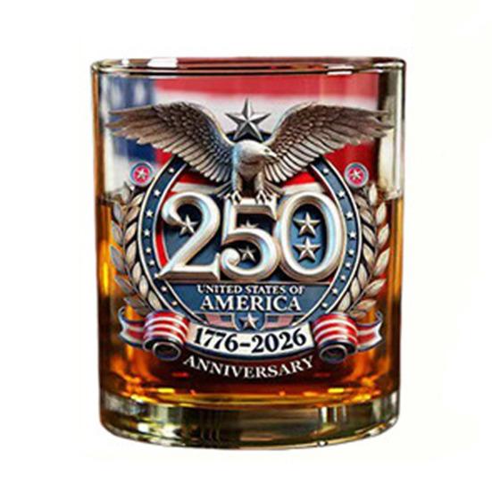 America 250th Anniversary Glass We The People Whiskey Glass Liquor Bourbon Cocktail Glass Patriotic Gift for Father's Day or Veterans