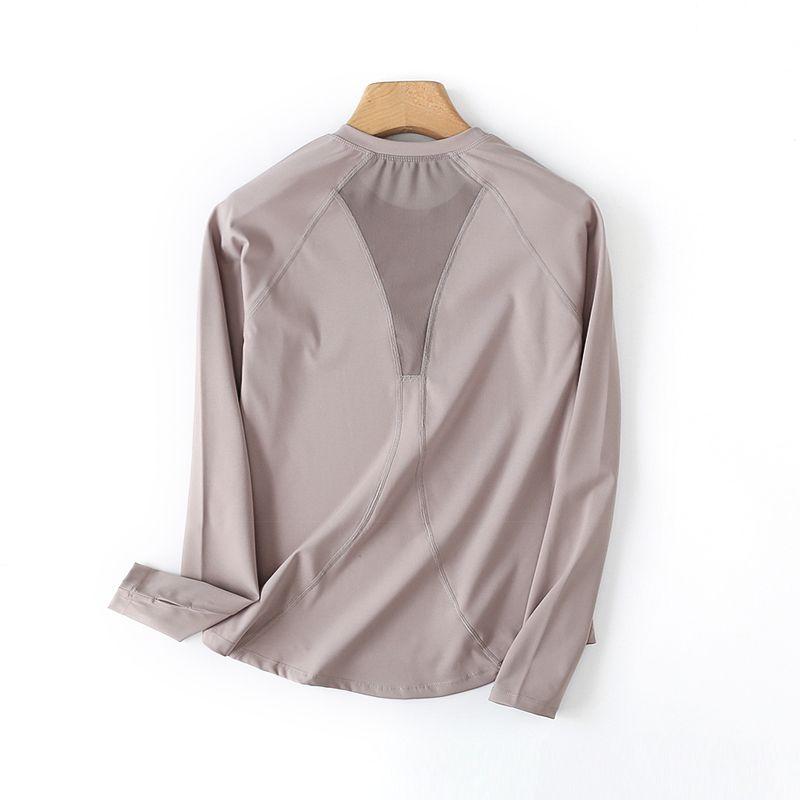 

Одежда для йоги Женская быстросохнущая с вырезами на спине для красоты Верхняя одежда с длинными рукавами Свободная дышащая Верхняя одежда для бега Фитнес-топ Осень и зима Cream apricot S (within recommended 50.00kg)