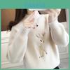 Womens Thick Knit Sweater With Abstract Print For Autumn Winter Casual Wear