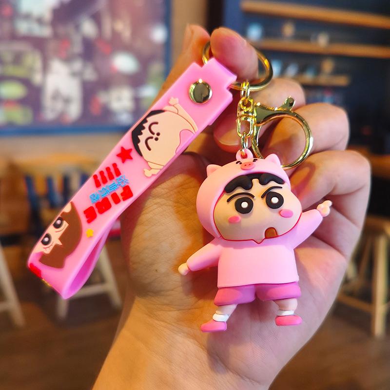 New Anime Crayon Shin-chan Kawaii Q Version Cos Cross Dress Funny Figure PVC Model Toys Doll Couple Keychain Gifts