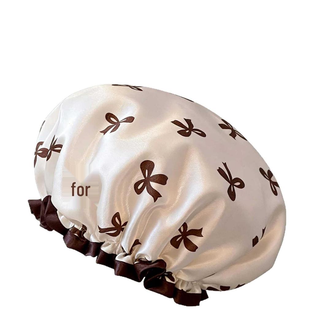 Double-Layer Waterproof Shower Cap: Thick, Dustproof, Oil-Proof Bath Cap for Women