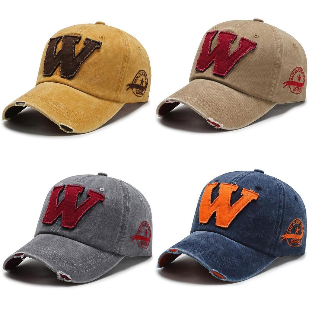 W Letter Baseball Cap Unisex Denim Outdoor Sun Protection Adjustable Gift Hat
