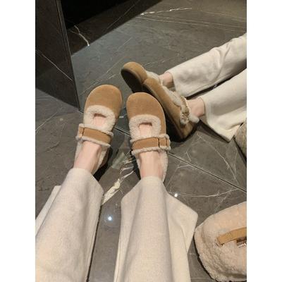 Wool Version Grape Ma Round Head with Cotton Shoes Fluffy Shoes Women Wear Velvet Mary Jane Shoes In Winter