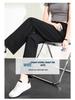Ice Silk Black Wide-Leg High-Waist Women's Spring/Summer Pants - Slim, Loose, Casual Straight Trousers.