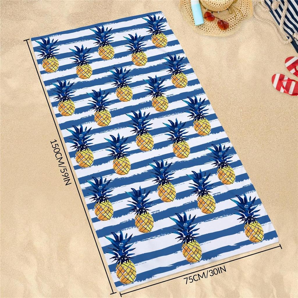 Coperta Telo Microfibra Leggero Asciugatura Rapida con Strisce di Ananas Frutta Estiva per Spiaggia Piscina Palestra Nuoto Bagno, Viaggio Vacanza