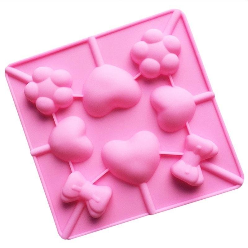 Heart Shaped Lollipop Universal Mold Chocolate Cake Biscuit Mold Baking Tray Stick Children's Mold Silicone