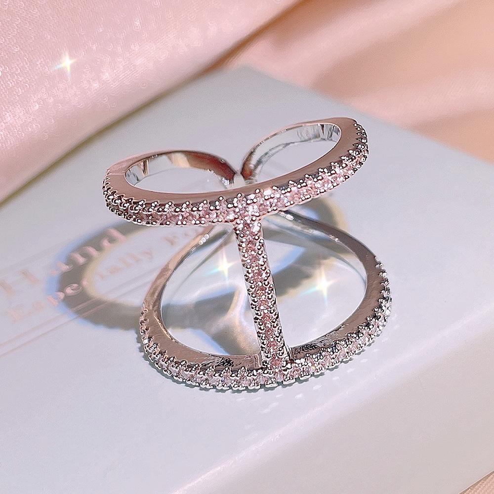 Fashion Zircon Double Student Opening Rings for Woman 2024 New Luxury Gothic Finger Jewelry Wedding Party Girl's Sexy Ring