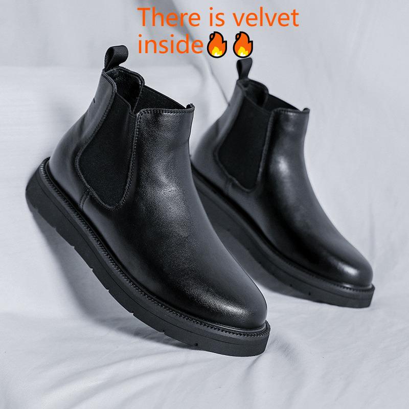2025 Autumn New Men's Boots British Style Black Platform Boots New Designer Shoes Men Motorcycle Boots Botas Para Hombre