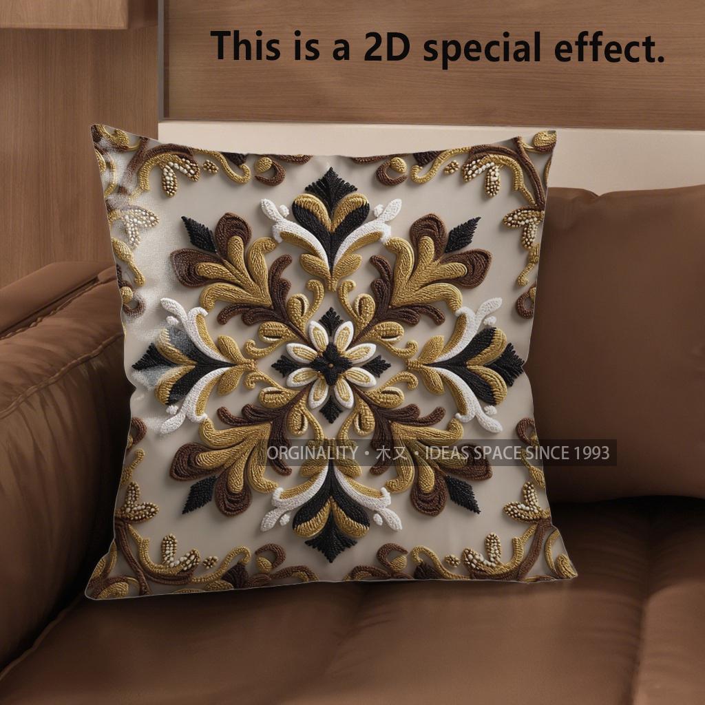 2D Colorful Floral & Geometric Patterned Pillowcases Pattern Cushion Cover Suitable For Sofa Bedroom Car Pillow Cover